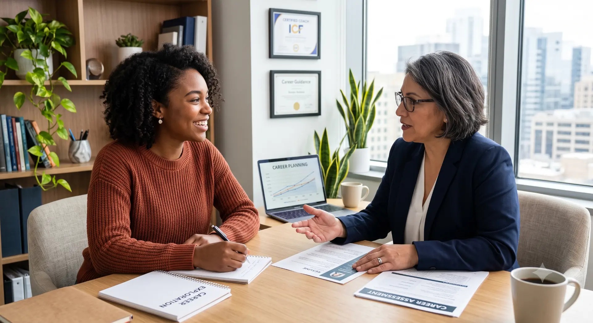Student in a one-on-one career counselling session with a mentor